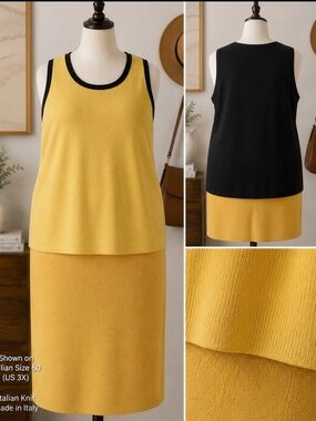 Stizzoli - Italian Knit- Yellow and Black Tank Top & Skirt set